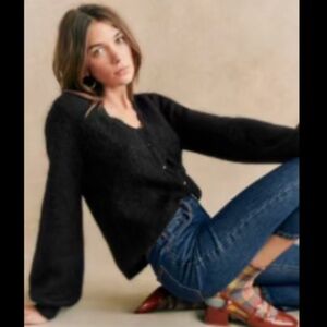 Sezane Angelie Cardigan - black, size large NWOT